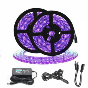 Luce a strisce LED UV ultravioletta 365 nm SMD 3528 luce nera banda alimentatore 12 V - Foto 1 di 12