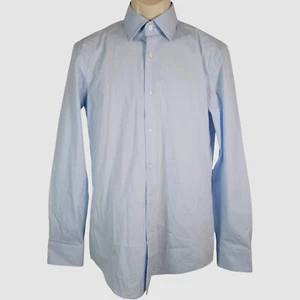 Hugo Boss Men Slim-Fit Blue Hank Stretch Easy-Iron Dress Shirt Size 39/15.5 - Picture 1 of 4