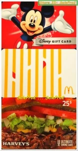 3x HARVEY'S BURGER DISNEY MICKEY MOUSE McDONALD 2019 COLLECTIBLE GIFT CARD LOT - Picture 1 of 2