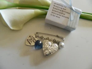 WEDDING BOUQUET WEDDING CHARM PHOTO HEART LOCKET PIN - GIFT BOXED - Picture 1 of 1