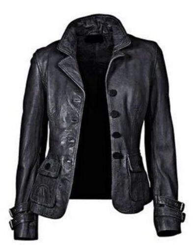 New Women's Genuine Lambskin Soft Leather Motorcycle Slim fit Biker Jacket/Coat - Image 1 of 4