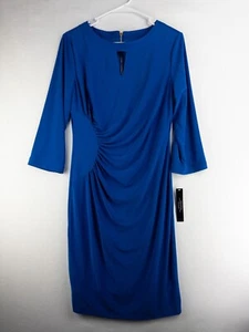 Neu mit Etikett $ 118 Tahari Arthur Levine Maxikleid blau 10 Reißverschluss Cocktail solide Party lang - Bild 1 von 10