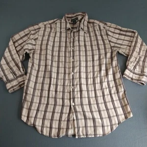 Montage Collection Shirt Mens XL Beige/Brown Plaid Sueded Soft Button Down - Picture 1 of 10