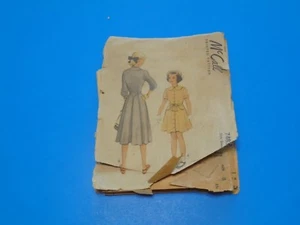 VTG 1940s Sewing Pattern Girls Dress Size 8 McCall 7483 3/4 or Short Sleeve - Picture 1 of 2