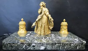 Vintage Bronze & Marble Inkwell - Picture 1 of 9