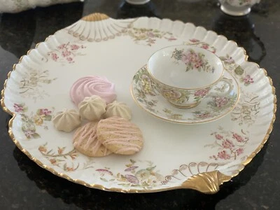 Aynsley Cabaret Tray Dish Embossed Shell / Large 16” inch Cake Serving Tray - Image 1 of 4