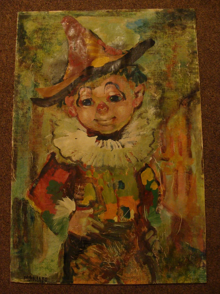 Tableau petit arlequin années 50-60 par Manabi ou Makiabi ? - Photo 1/1