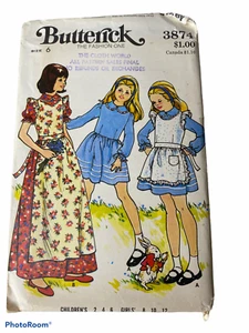 Vintage Butterick 3874 Girls Dress & Pinafore Size 6 Two- lengths - Picture 1 of 1