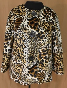 Ruby Rd. Super Soft Faux Fur Animal Print 3/4 Sleeve Swing Jacket Size L-XL (?) - Picture 1 of 6