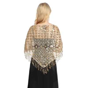 Scialli donna eleganti triangolo paillettes per damigella d'onore boleros spalle scoperte mantelle - Foto 1 di 34
