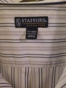 Stafford Signature Mens Size XXL Button Up Shirt, striped short sleeve. - Picture 1 of 4