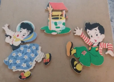 1950 Vintage "Jack & Jill Up The Hill" Guardería/Habitación Infantil Decoración de Pared Foto 1 de 4