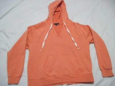 Sudadera con Capucha J.Crew Para Mujer Talla Mediana Teñida con Cuello en V Algodón Terry Bolsillo Naranja Foto 1 de 4