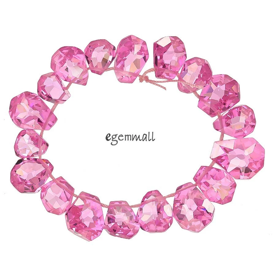 18 cuentas de pepita de forma libre de circonita cúbica cortadas a mano 10x12-13x15 mm rosa #96712 Foto 1 de 1