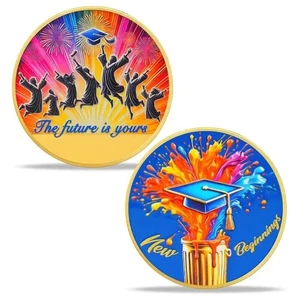 Graduation Coin "New Beginnings"And"The Future Is Yours"Token Graduation Gift - Picture 1 of 6
