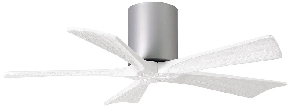 42" Matthews Irene-5H Brushed Nickel and White Hugger Ceiling Fan - Image 1 of 1