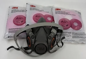 3M 6300 Halbgesichts-Atemschutzmaske Größe L mit 6 x 2091 P100 Filtern *LESEN* - Bild 1 von 3