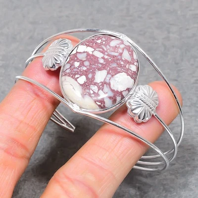 Brecciated Mookaite Oval Shape Gemstone Fashion Jewelry Adjustable Bangle SR 304 - Image 1 of 4