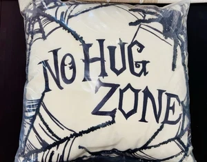Pottery Barn Wednesday Addams No Hug Zone Halloween Outdoor Pillow 20" Sq #Z1204 - Picture 1 of 2