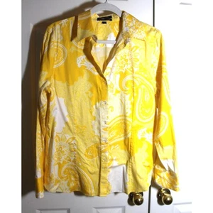 Paper White sonnig gelb Paisley Print Knopfleiste Bluse Gr. 14 - Bild 1 von 3
