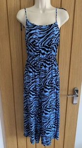 Ladies Jumpsuit in a Blue & Black Tiger Print Design Size 12 - Picture 1 of 9
