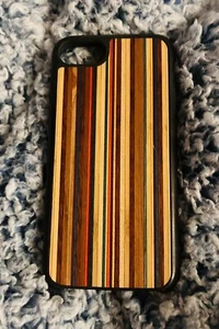 Recover iPhone 8 Wood Case ~ Multicolored Stripes ~ Lined with Plastic - Picture 1 of 3
