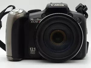 Canon PowerShot SX20 IS Digitalkamera Schwarz Gehäuse beschädigt -Vom Händler- - Bild 1 von 8