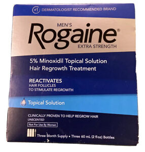 Rogaine Mens Extra Strength 5% Minoxidil Topical Solution 3 Month Supply 01/23+