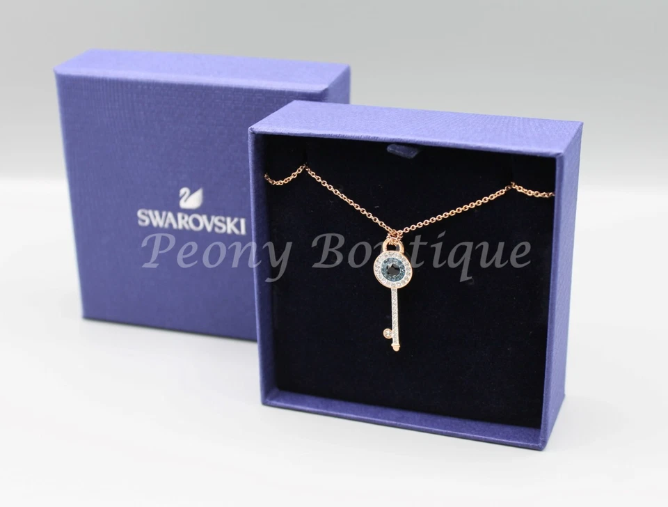 Swarovski DUO Romantic key pendant Necklace crystal jewelry gift