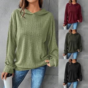 Women Long Sleeve Hoodie Sweatshirt Jumper Hooded Pullover Shirt Top Coat Blouse - Picture 1 of 36