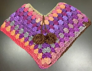 ๐ Childโs Crocheted Handmade Shawl Poncho Boho Warm & Soft. Gift Idea ๐๐๐ - Picture 1 of 10