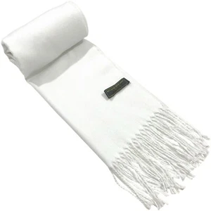 White Men's Nepalese Solid Color Design Fashion Design Scarves Fall/Winter - Picture 1 of 12