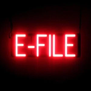 SpellBrite E-FILE Sign | Neon E-File Sign Look, LED Light | 18.3" x 6.3" - Picture 1 of 11