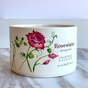 Crabtree & Evelyn ROSEWATER Dusting Powder with Puff 85g / 3.5oz - New Sealed - Picture 1 of 7
