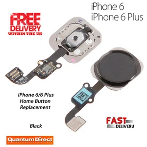 NEW iPhone 6 / 6 Plus Complete Home Button Replacement with Rubber Gasket BLACK - Picture 1 of 5