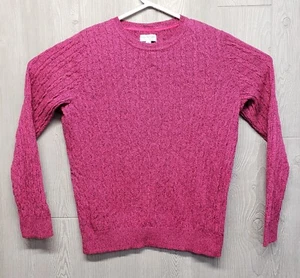 Kim Rogers Sweater Womens XL Crew Neck Cable Knit Pullover Pink Melange Cotton - Picture 1 of 10