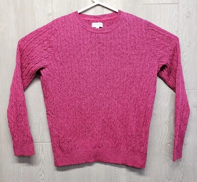 Kim Rogers Sweater Womens XL Crew Neck Cable Knit Pullover Pink Melange Cotton  - Image 1 of 4