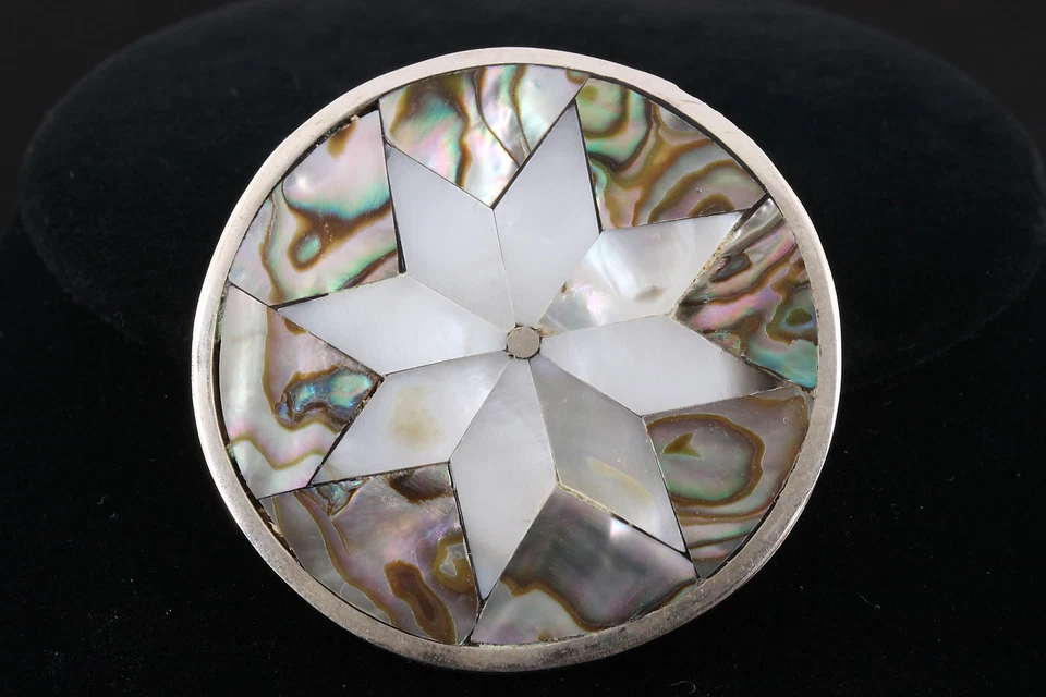 BROOCH W/ INLAID MOTHER OF PEARL & ABALONE SHELL INLAY FASHION 3656 - Imagem 1 de 2