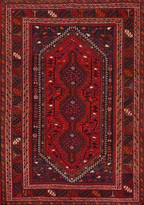Wool Red Hand-made Traditional Tribal Rug Nomadic Vegetable Dye Carpet 5x6 - Picture 1 of 19