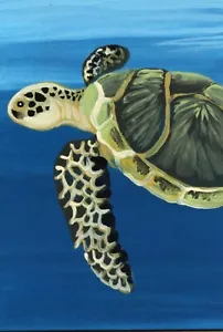 ACEO ATC Miniature Painting Sea Turtle Marine Wildlife Art-Carla Smale - Picture 1 of 2