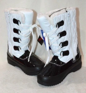 totes kids Girl's Kayla White/Black Winter Boots - Size 12 NWB - Picture 1 of 6