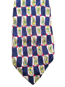 Corbata Ermenegildo Zegna Auténtica Para Hombre Azul Paisley Geométrica Seda 59 x 3.75" - Imagen 1 de 9