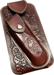 7" HORSE & KNIFE POUCH BELT LOOP & CLIP HOLSTER LEATHER POUCH UNIVERSAL #EH12292 - Picture 1 of 34