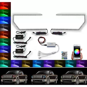 13-14 Ford F-150 Multicolor Cambiante LED RGB Faro Anillo Halo BLUETOOTH Set - Imagen 1 de 9