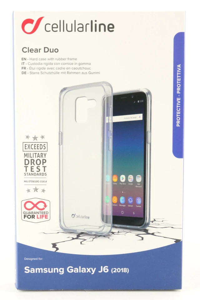 Cellularline Clear Duo Schutz Hülle Samsung Galaxy J6 (2018) Handy Tasche 165 - Bild 1 von 1