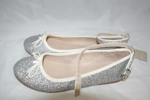 Zapatos planos de ballet Zara para niñas plateados brillantes beige talla US 5,5 EU 38 - Imagen 1 de 5