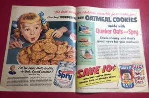 "Revista de galletas Quaker Oats and Spry 1953 acortador anuncio 21x13,5"" 2D23" - Imagen 1 de 5