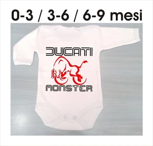 Body m/lunga Neonato baby T-Shirt unisex logo moto Idea Regalo taglia 3 6 9 mesi - Foto 1 di 1