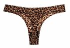 Womans Sexy Thong G-String Silk Panties Knickers Leopard Print Seamless UK