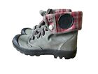 Palladium Baggy Military Women's Size 7 US Canvas Green Gray Plaid Boots Shoes